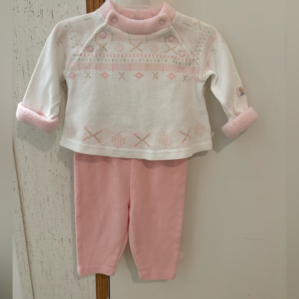 Adorable Pink and White Kids Pant Set